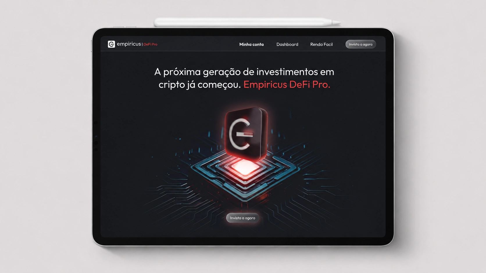 Landing page do Empiricus DeFi Pro em tablet.