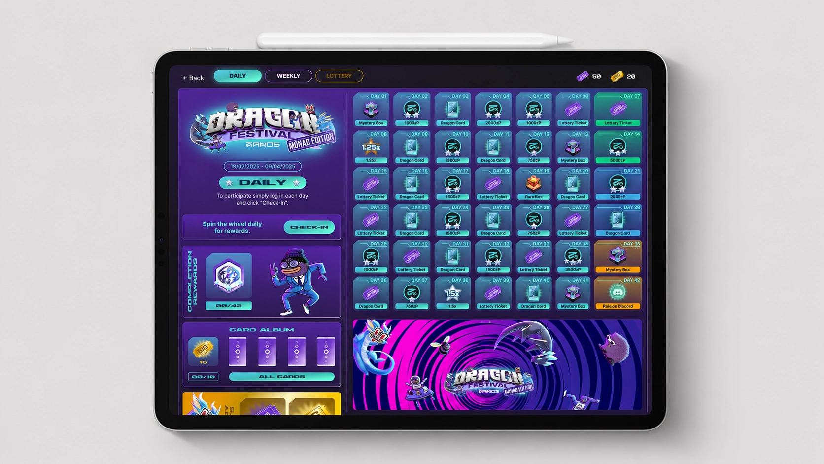 Tela tablet 01 do projeto Zaros.